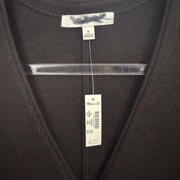 MADEWELL V-Neck Sweater Vest M Merino Wool M Molasses Brown Button Up NWT B16 - Picture 4 of 6